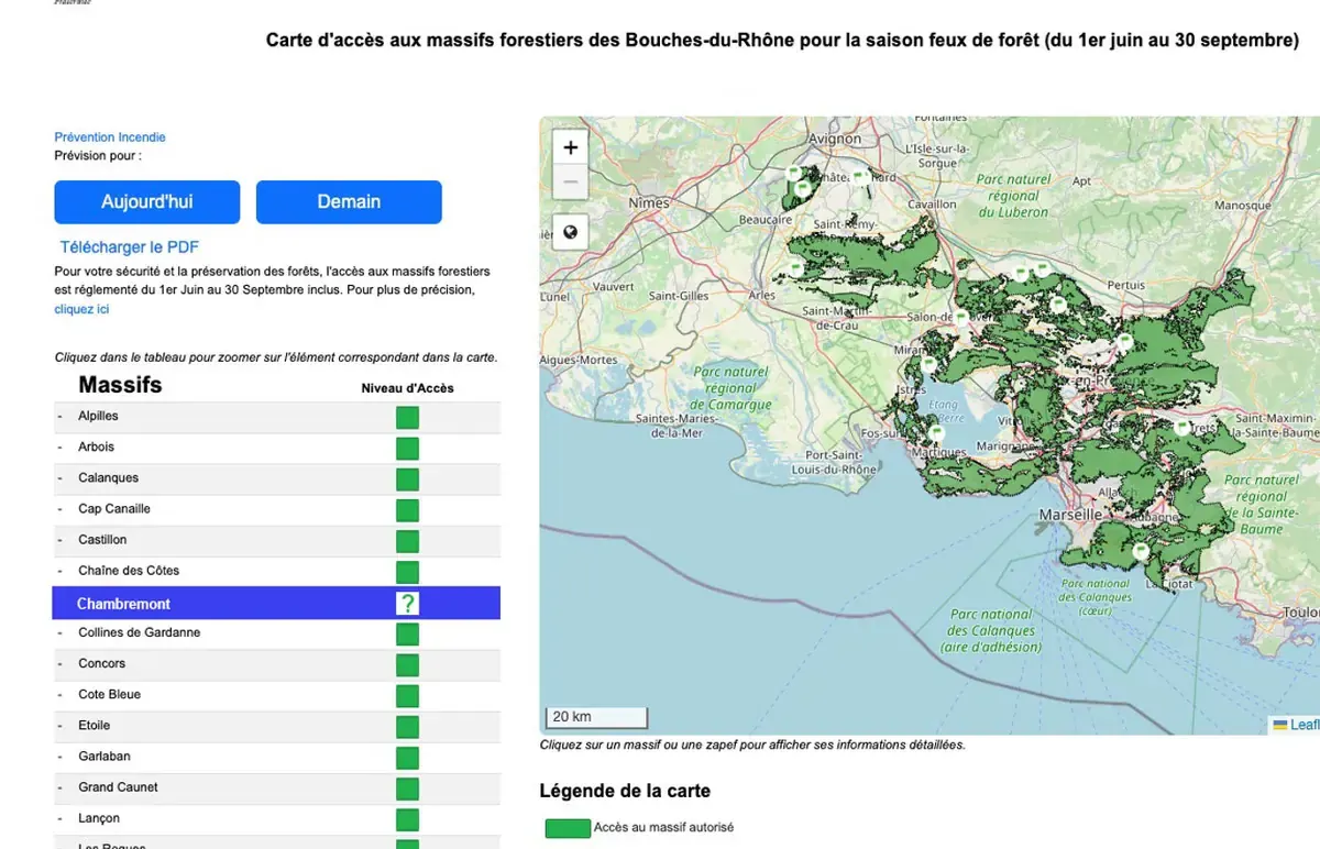 Carte du massif de Chambremont et de ses accès